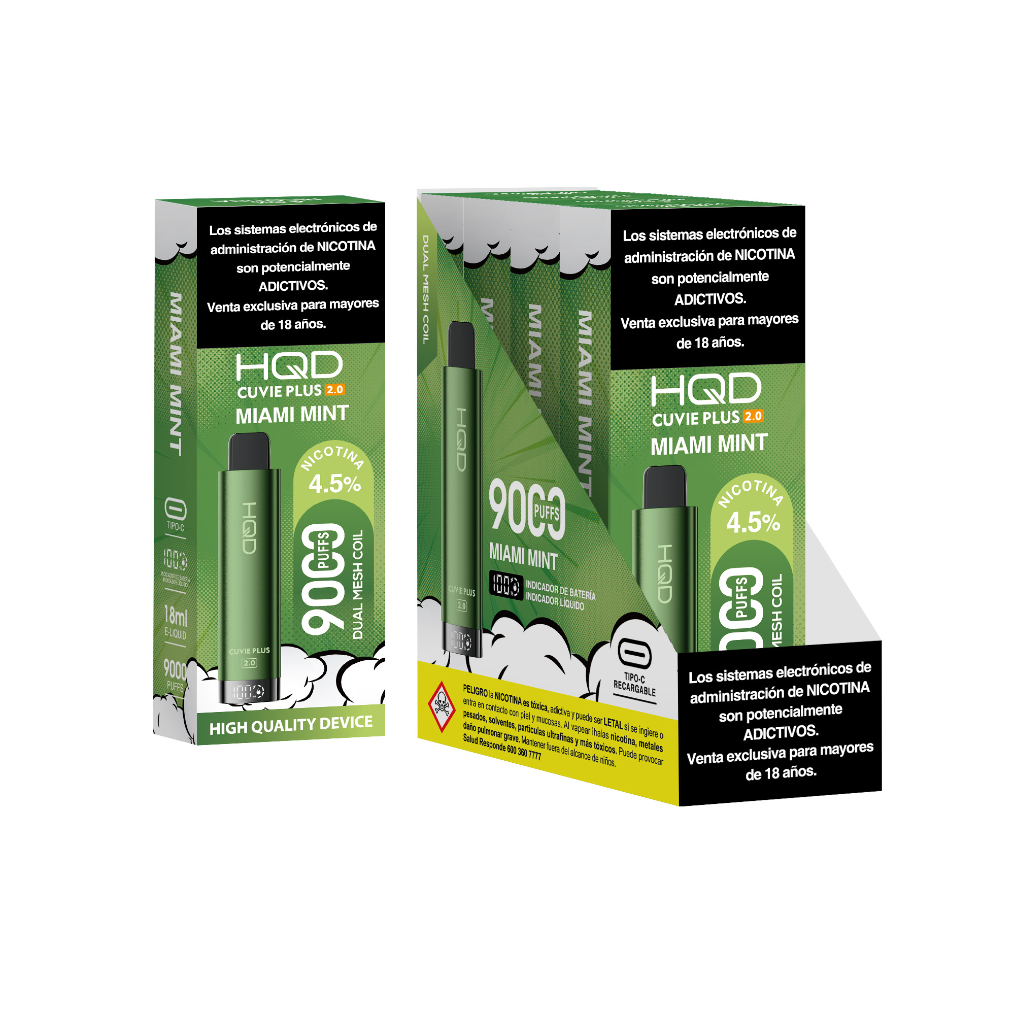 Miami Mint Vaporizador HQD Cuvie Plus 2.0 9000 Puff - Miami Mint - Imagen 1