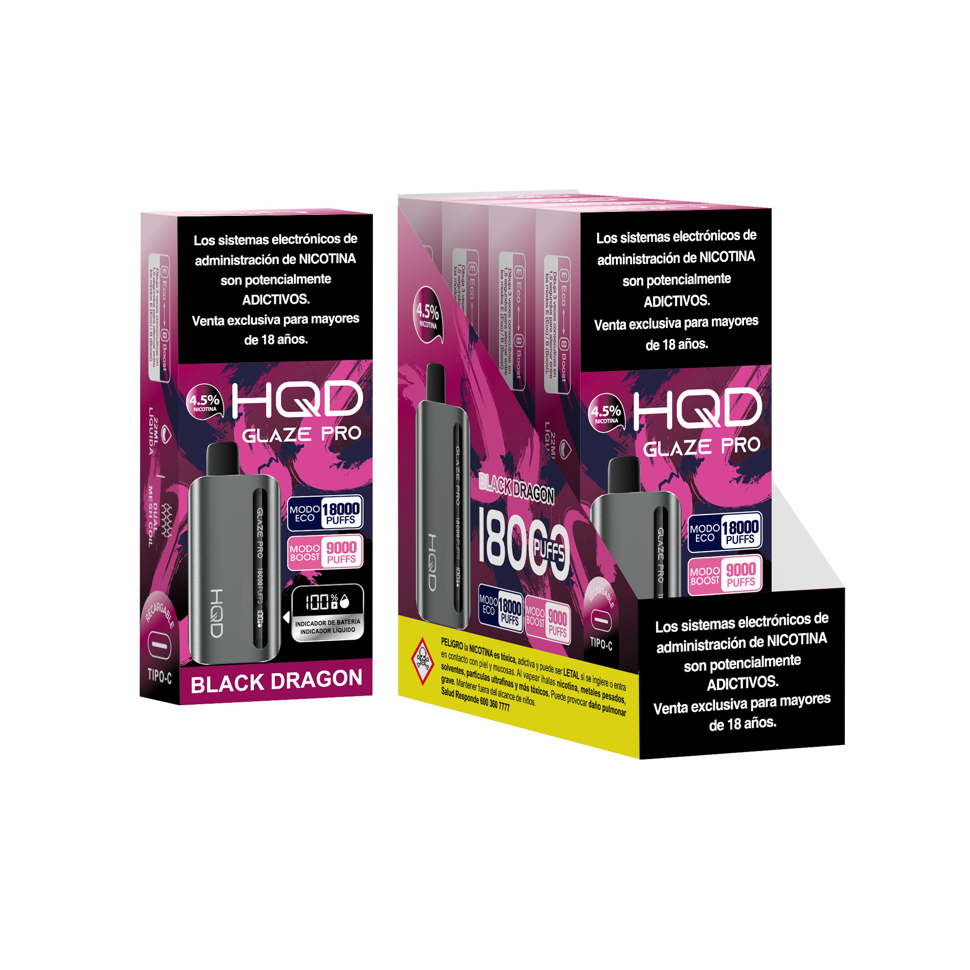 Black Dragon Vaporizador Glaze PRO 18.000 Puff - Black Dragón - Imagen 1