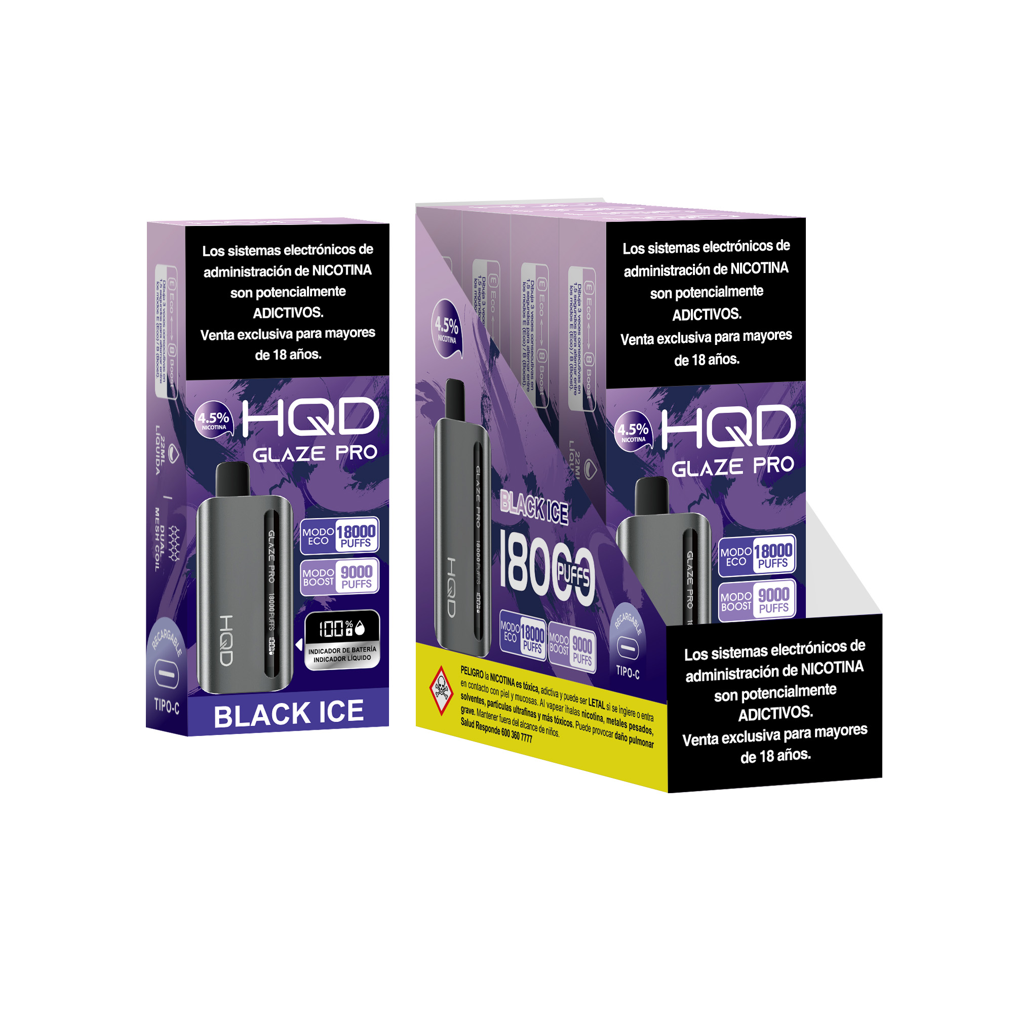 Black Ice Vaporizador Glaze PRO 18.000 Puff - Black Ice - Imagen 1
