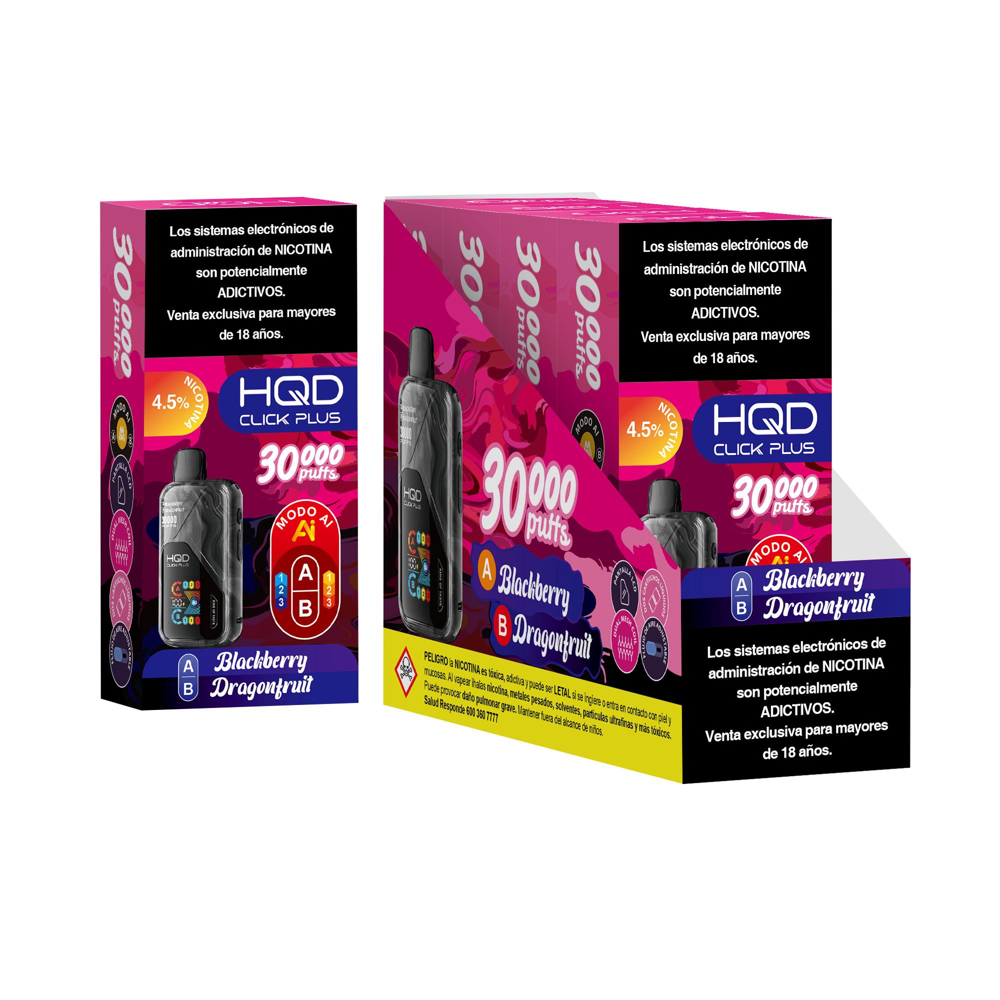 Blackberry Dragonfruit Vaporizador Click Plus 30.000 Puff Doble Sabor - Blackberry / Dragon Fruit - Imagen 1
