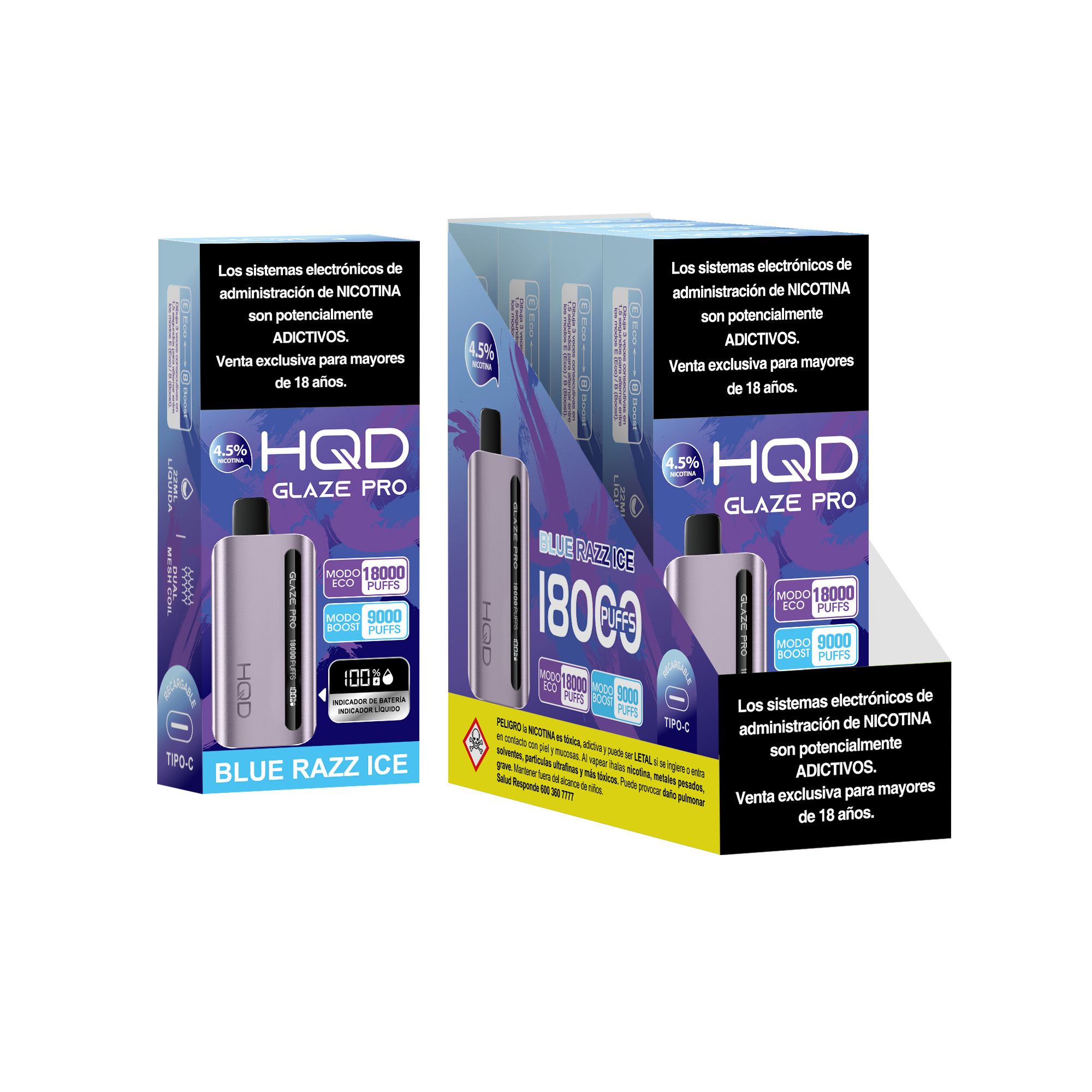 Blue Razz Ice Vaporizador Glaze PRO 18.000 Puff - Blue Razz Ice - Imagen 1