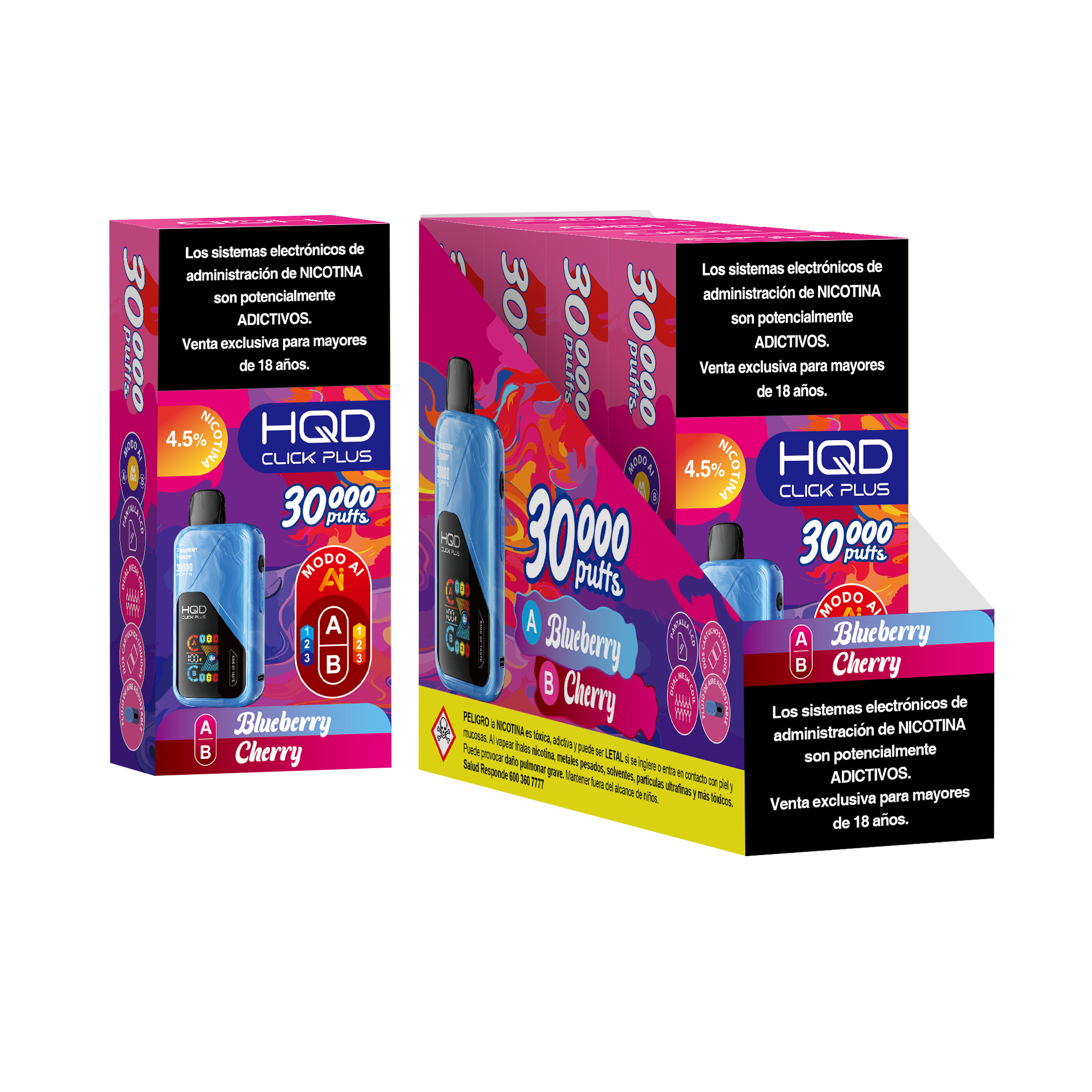 Blueberry Cherry Vaporizador Click Plus 30.000 Puff Doble Sabor - Blueberry / Cherry - Imagen 1
