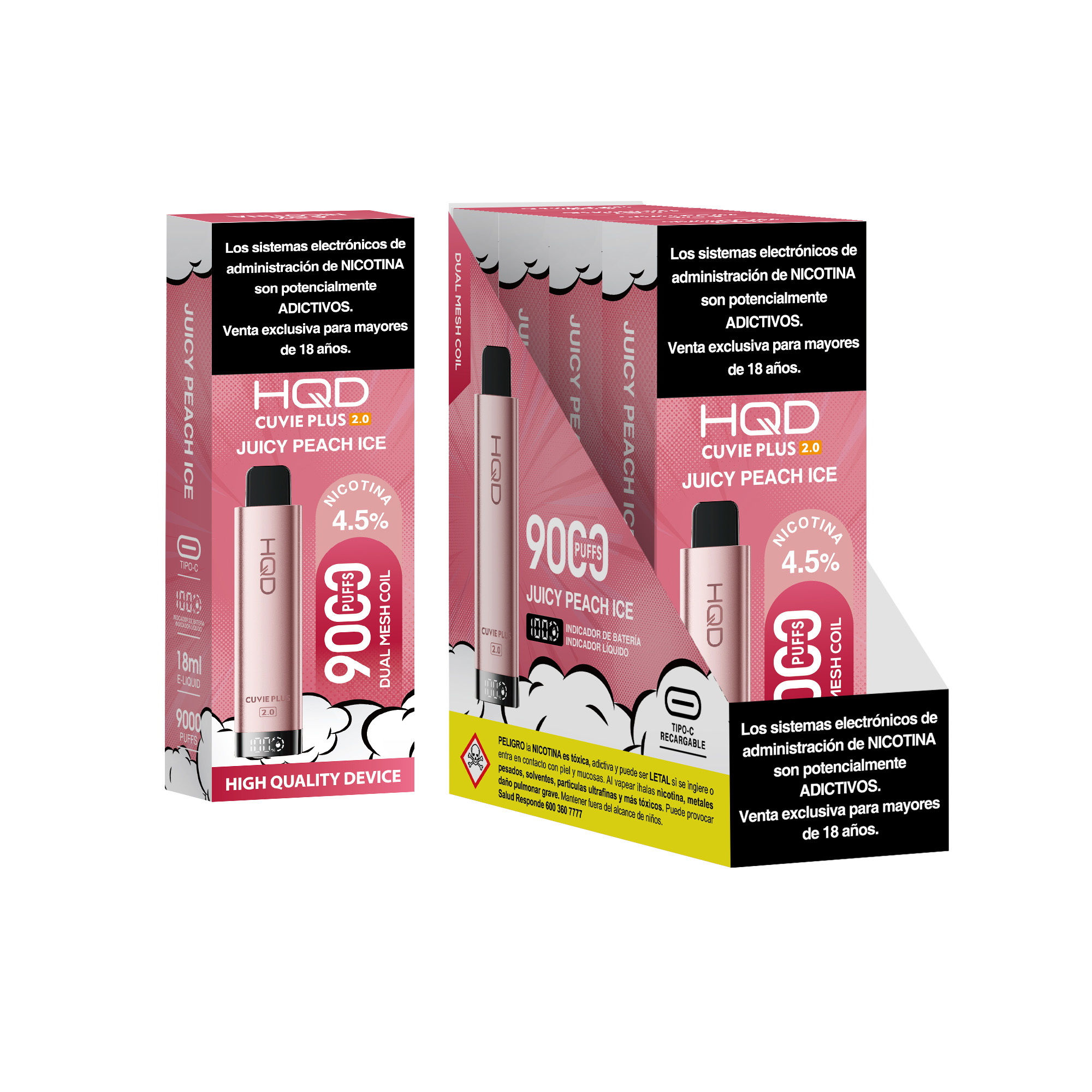 Juicy Peach Ice Vaporizador HQD Cuvie Plus 2.0 9000 Puff – Juice Peach Ice - Imagen 1