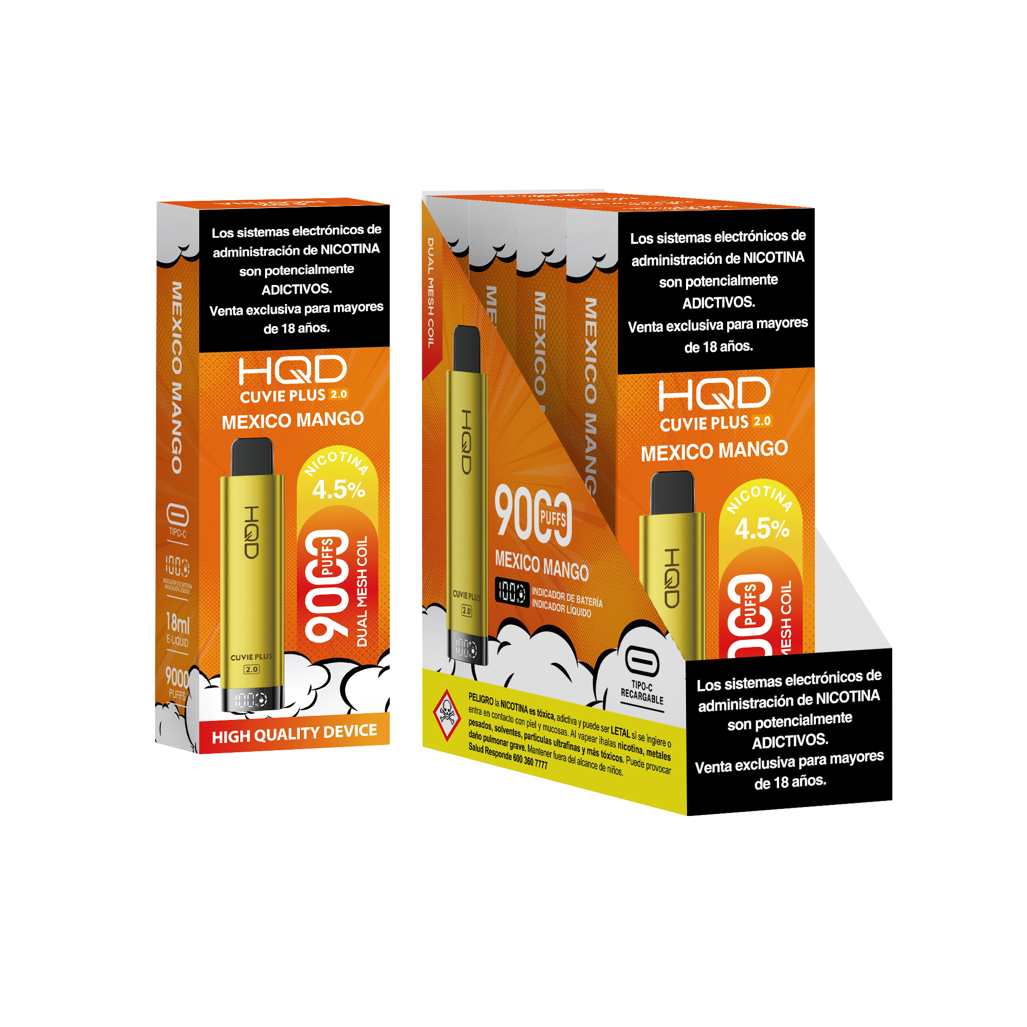 Mexico Mango Vaporizador HQD Cuvie Plus 2.0 9000 Puff – Maxico Mango - Imagen 1