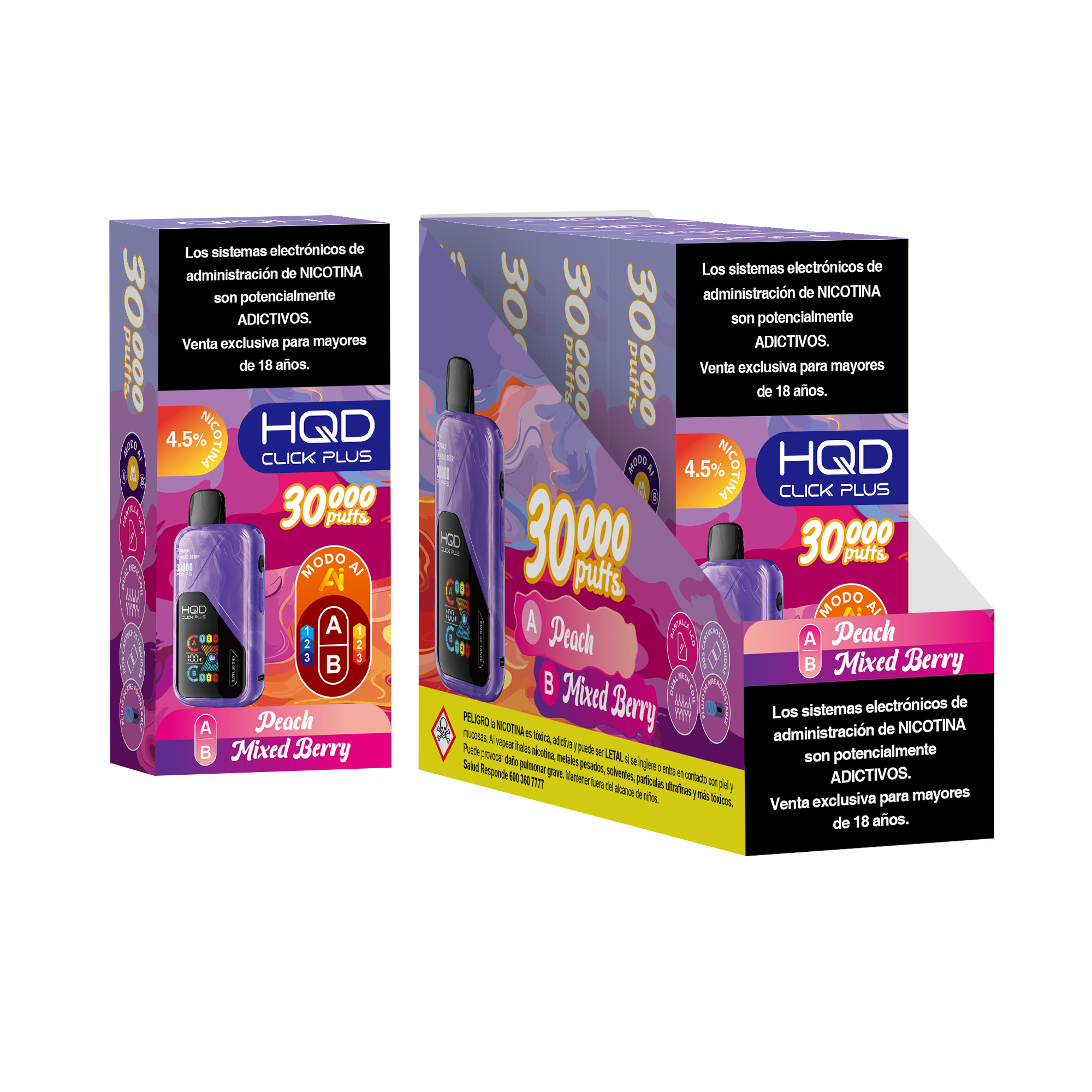 Peach Mixed Berry Vaporizador Click Plus 30.000 Puff Doble Sabor - Peach / Mixed Berries - Imagen 1