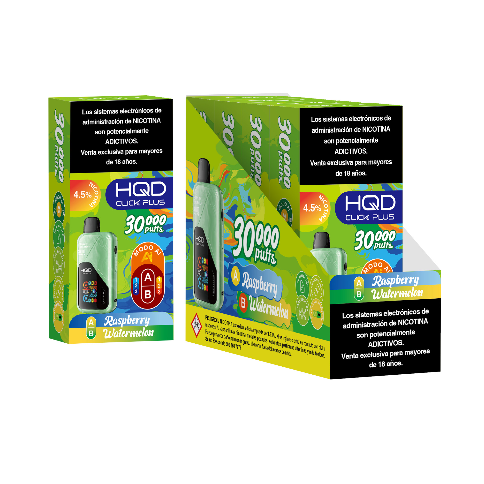 Raspberry Watermelon Vaporizador Click Plus 30.000 Puff Doble Sabor - Raspberry / Watermelón - Imagen 1