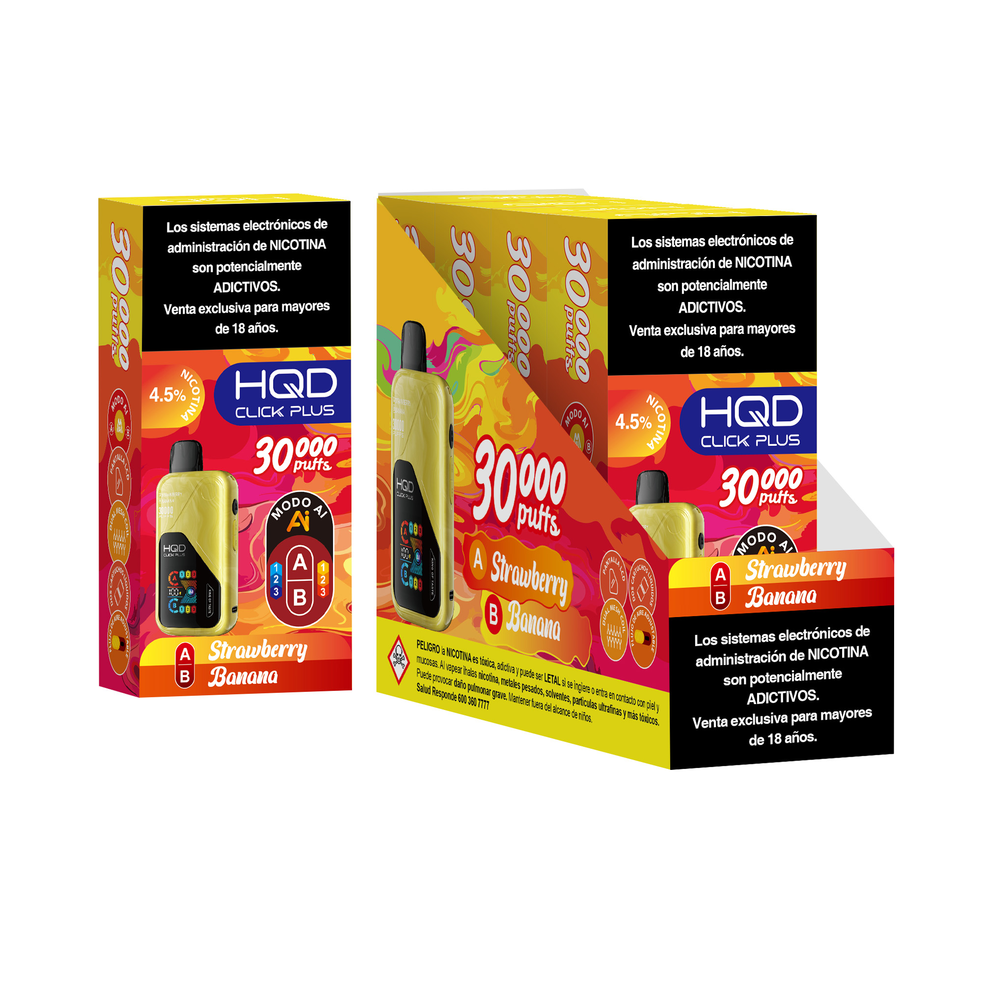 Strawberry Banana Vaporizador Click Plus 30.000 Puff Doble Sabor - Strawberry / Banana - Imagen 1
