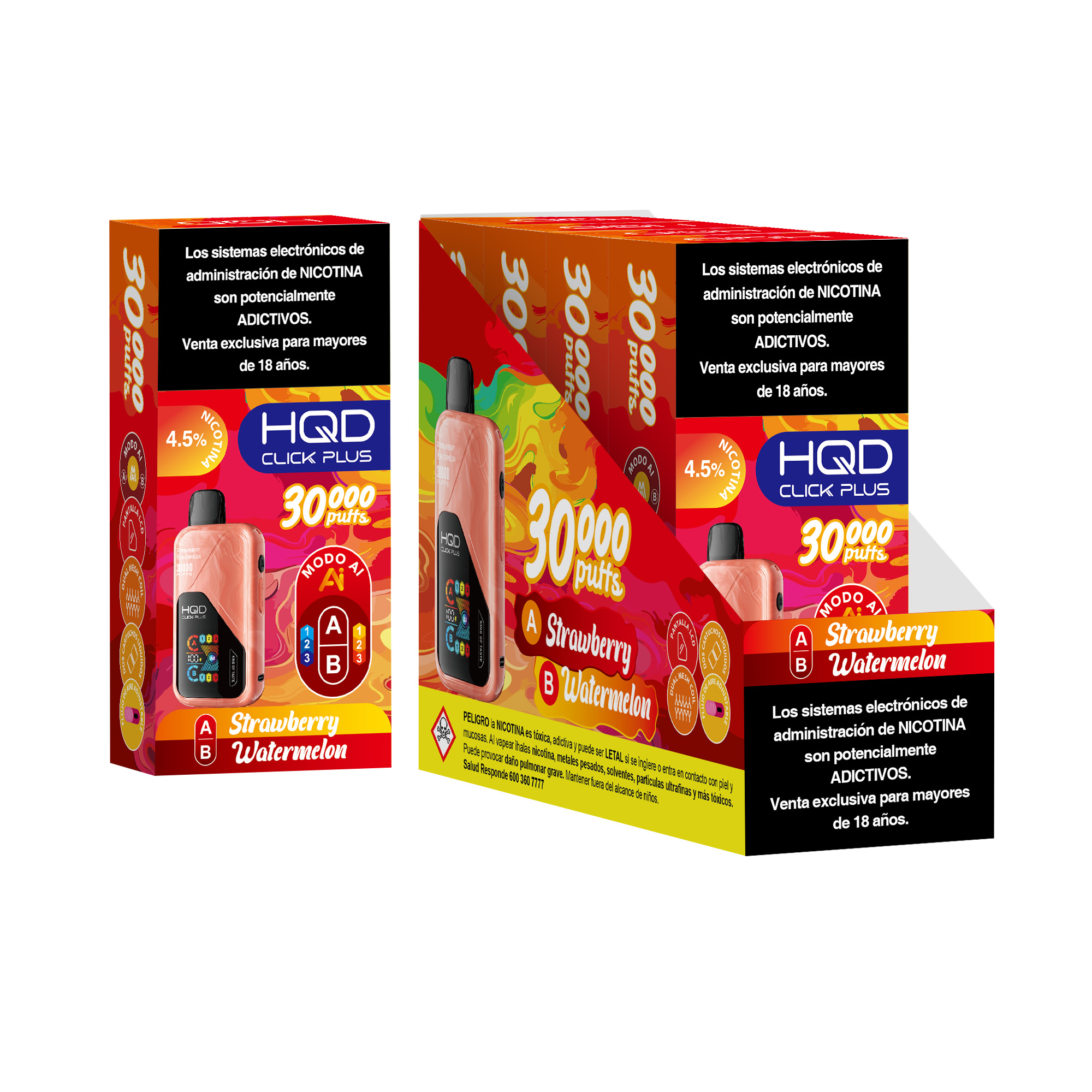 Strawberry Watermelon Vaporizador Click Plus 30.000 Puff Doble Sabor - Strawberry / Watermelón - Imagen 1
